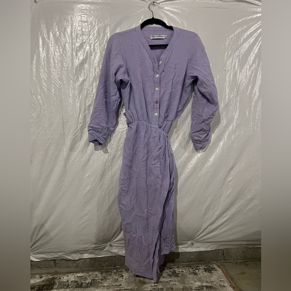 By Tess Purple Button Up Wrap Dress Size XS